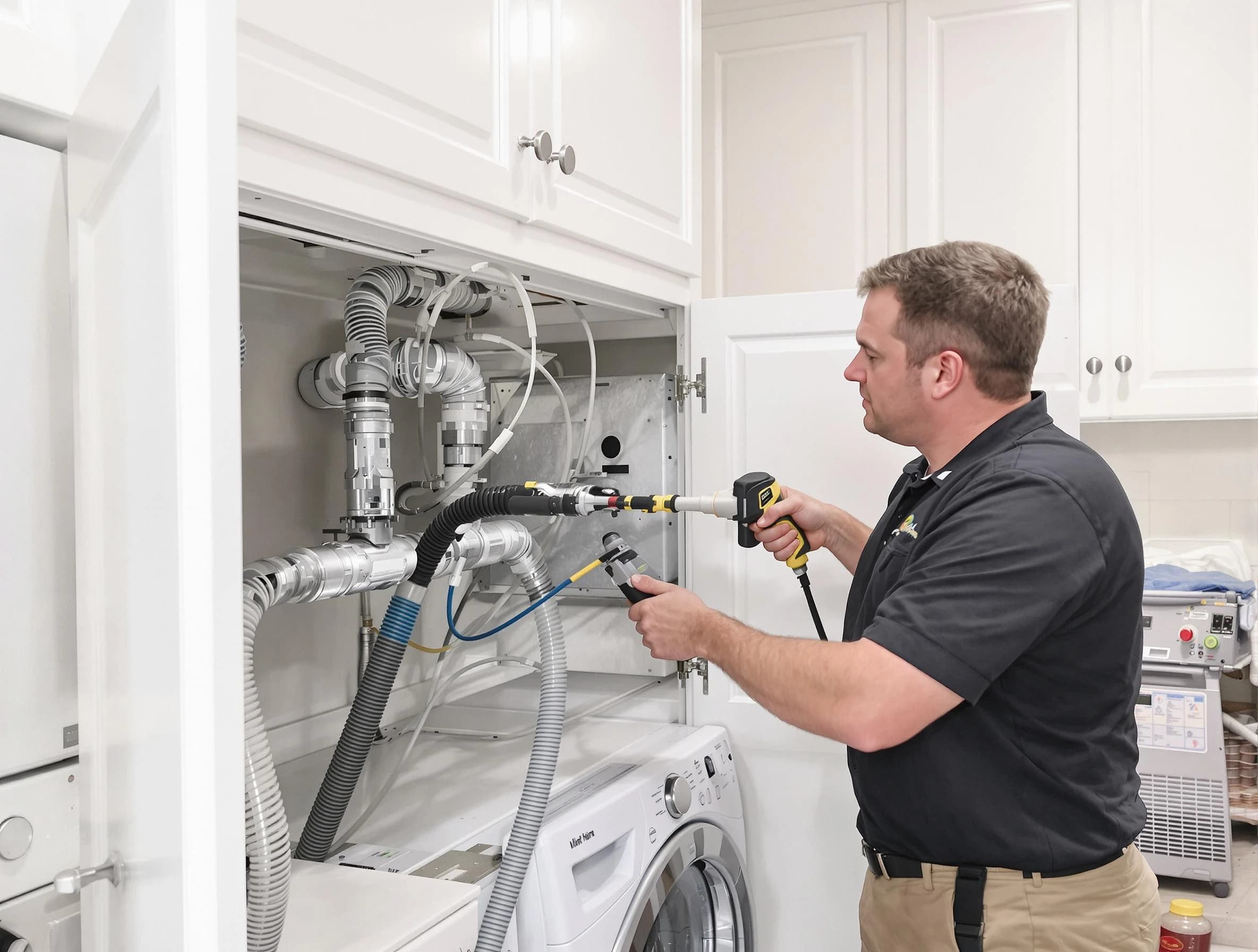 Holly Springs Dryer Vent Cleaning professional removing severe blockage from a clogged dryer vent in Holly Springs