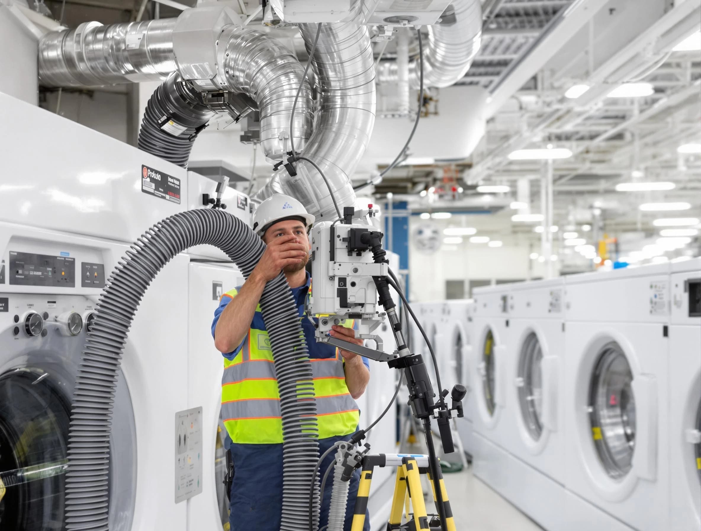 Holly Springs Dryer Vent Cleaning team performing commercial-grade dryer vent cleaning at a business facility in Holly Springs