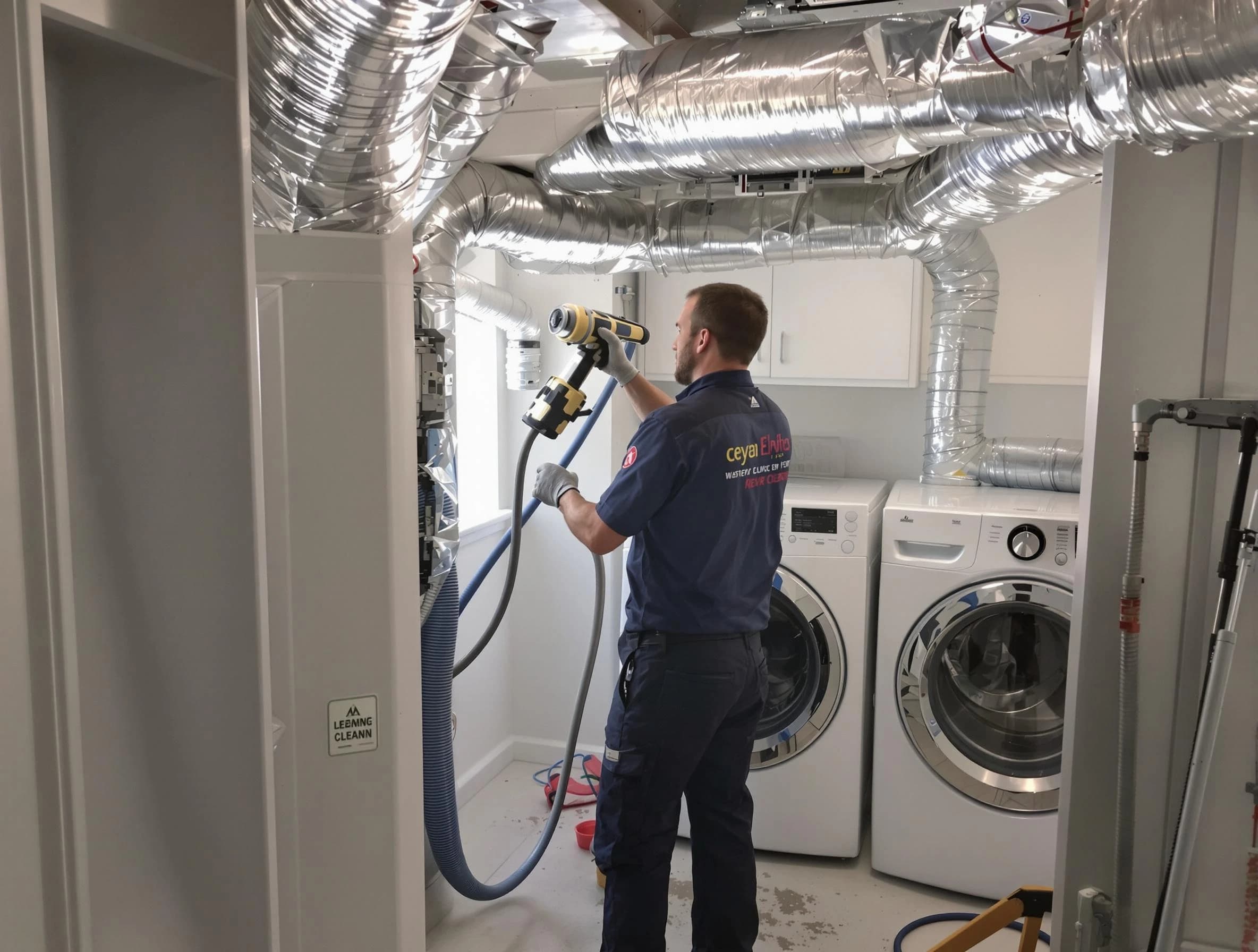 Holly Springs Dryer Vent Cleaning specialist using advanced equipment for thorough duct cleaning in Holly Springs
