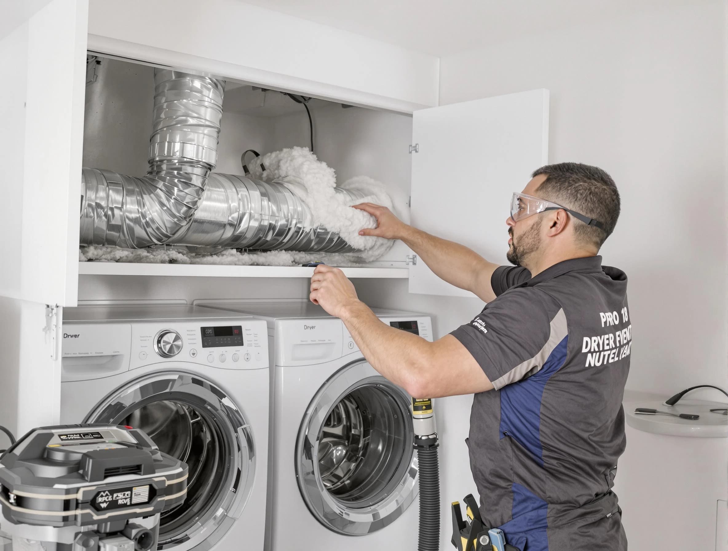 Holly Springs Dryer Vent Cleaning certified technician performing specialized gas dryer vent cleaning in Holly Springs